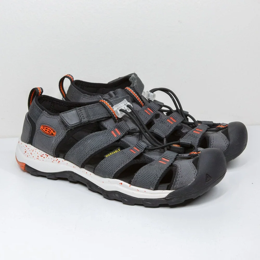 KEEN Newport Neo H2 Sandals Gray Orange Washable Water‎ Hiking Unisex Kids Sz 3